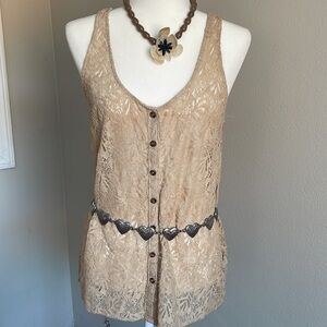 Vintage Volcom Lace Tan Top Size L